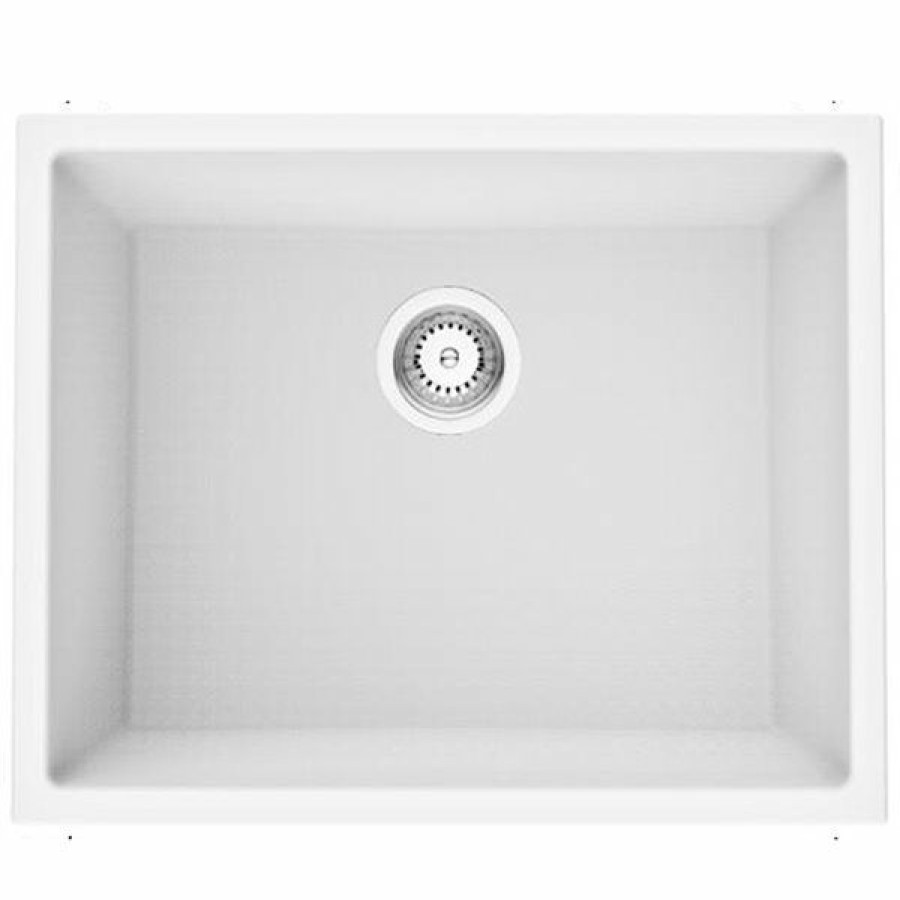 * American Imaginations 18-In X 23-In White Granite Composite Single Bowl Drop-In Residential Kitchen Sink Less Expensive | Kitchen Sinks