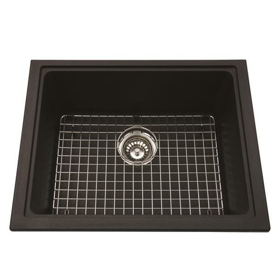 * Top Sell Kindred Franke 18.13-In X 23-In Black Granite Double Sink | Kitchen Sinks