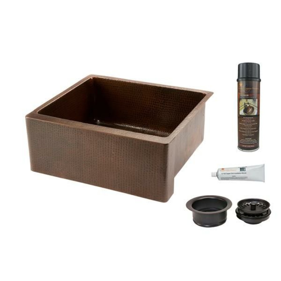 * Featured Premier Copper Products 25-In Copper Apron Sink With Drain | Kitchen Sinks