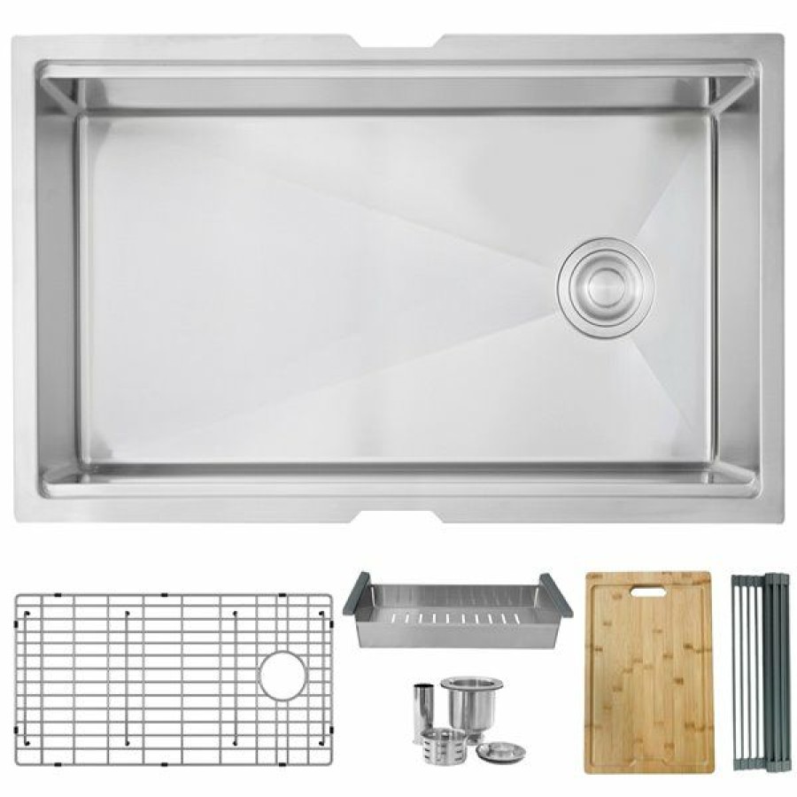 * Stylish 33-In Undermount Single Bowl Workstation Kitchen Sink Limit Offer | Kitchen Sinks