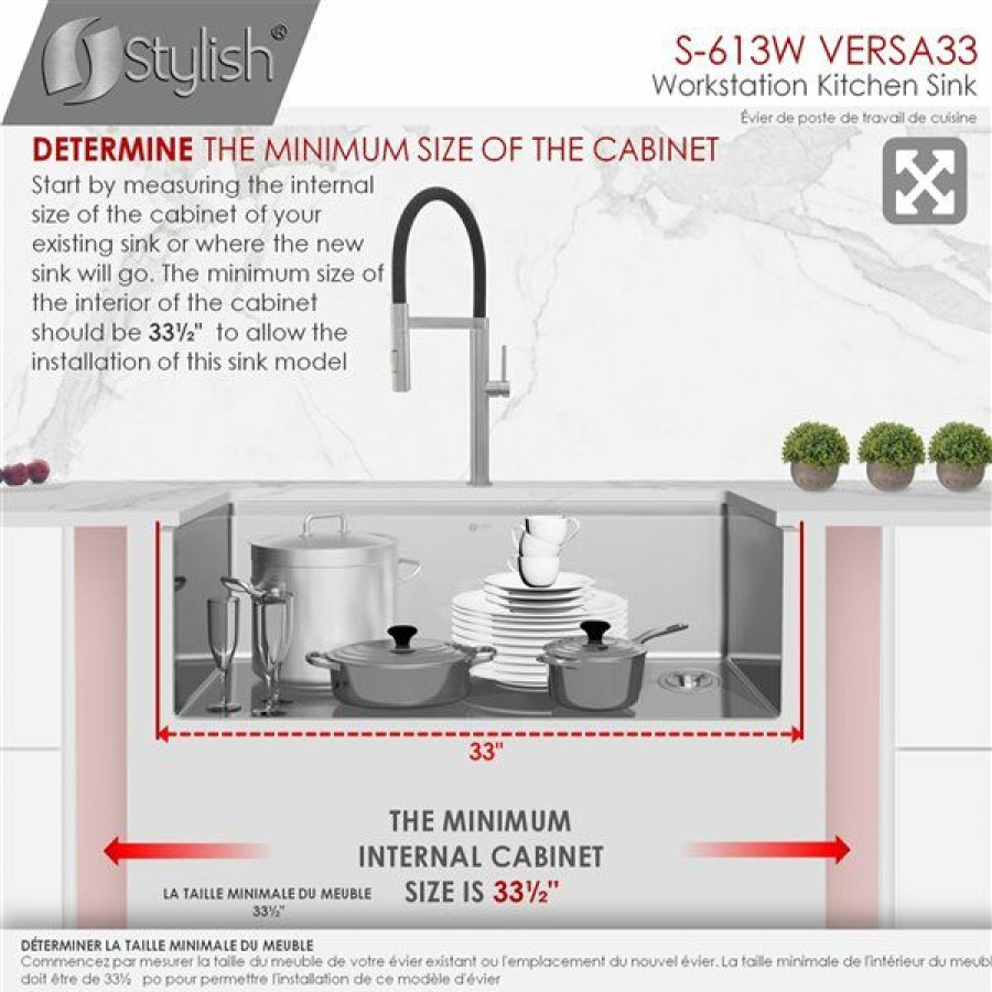 * Stylish 33-In Undermount Single Bowl Workstation Kitchen Sink Limit Offer | Kitchen Sinks