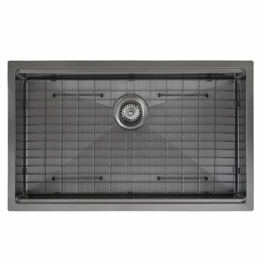 * Reliable Quality Ancona Undermount 32-In X 19-In Black Single Bowl Customizable Hole Kitchen Sink | Kitchen Sinks