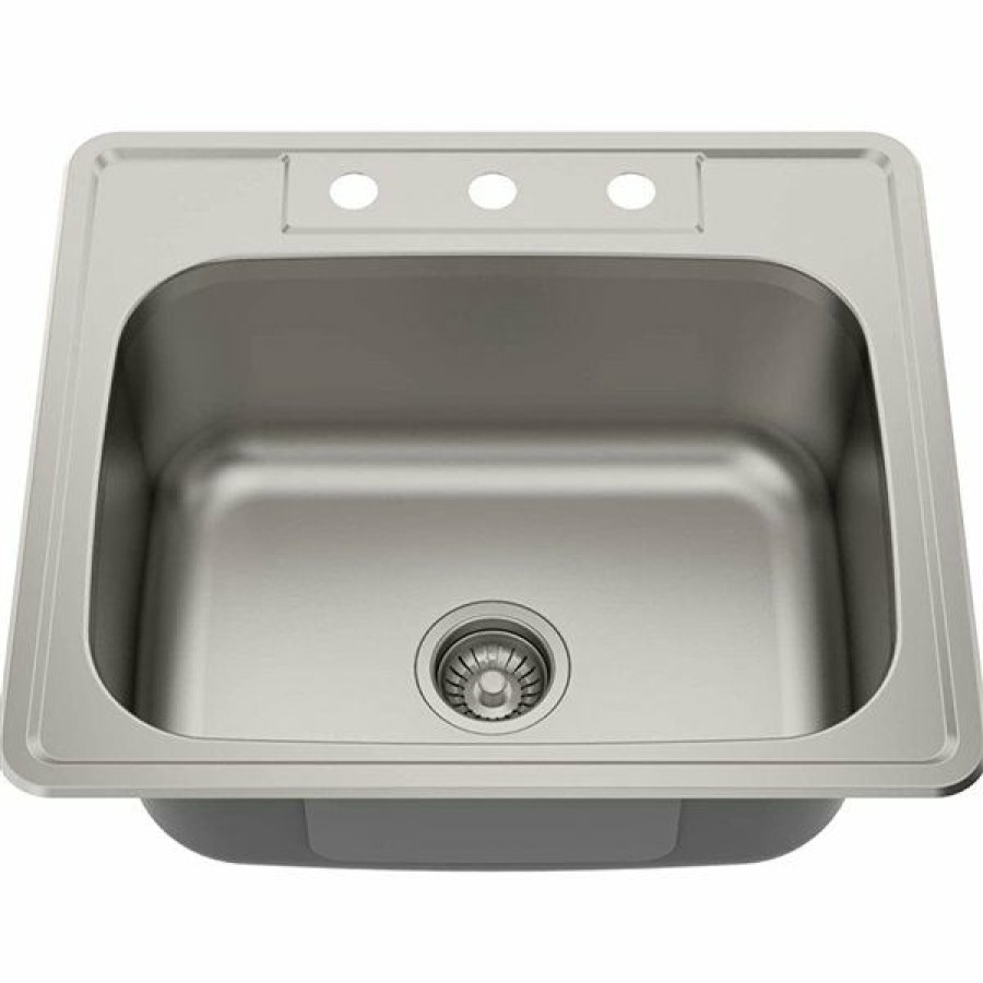 * American Imaginations 22-In X 25-In Chic Brushed Nickel Single Bowl Drop-In Residential Kitchen Sink Outlet Sale | Kitchen Sinks