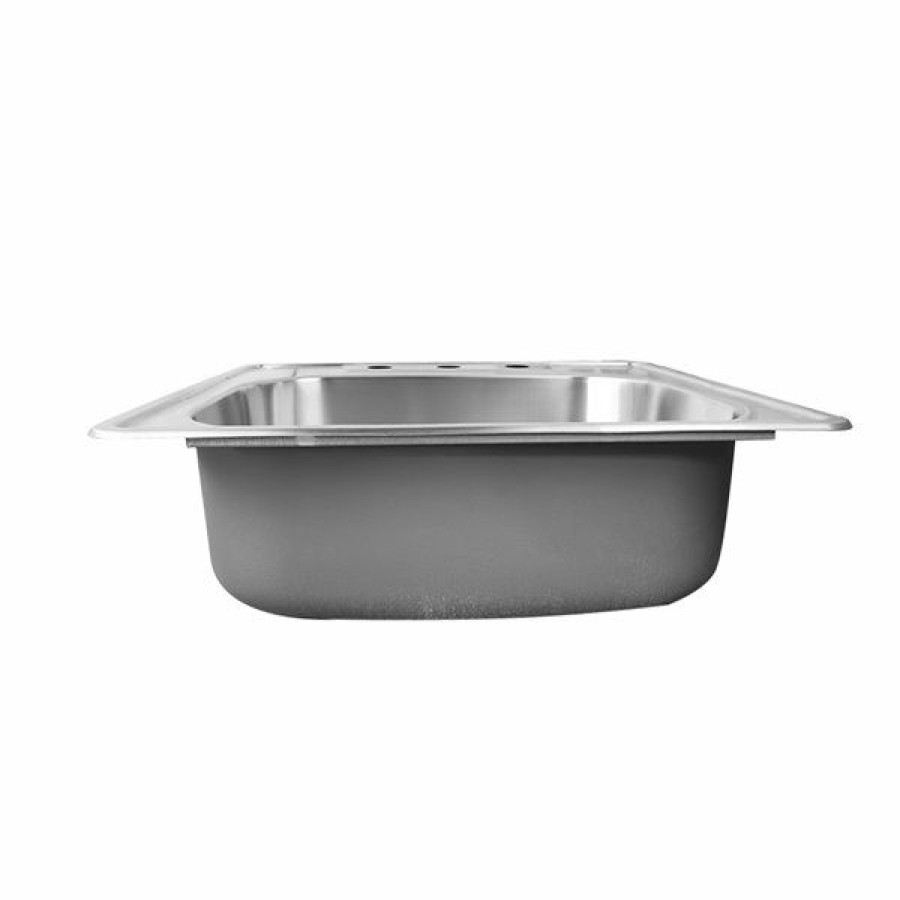 * American Imaginations 22-In X 25-In Chic Brushed Nickel Single Bowl Drop-In Residential Kitchen Sink Outlet Sale | Kitchen Sinks