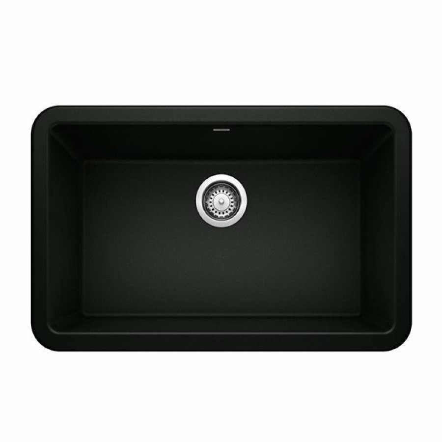 * Exclusive Design Blanco Ikon Undermount Apron Front/Farmhouse 30-In X 19-In Coal Black Single Bowl Kitchen Sink | Kitchen Sinks