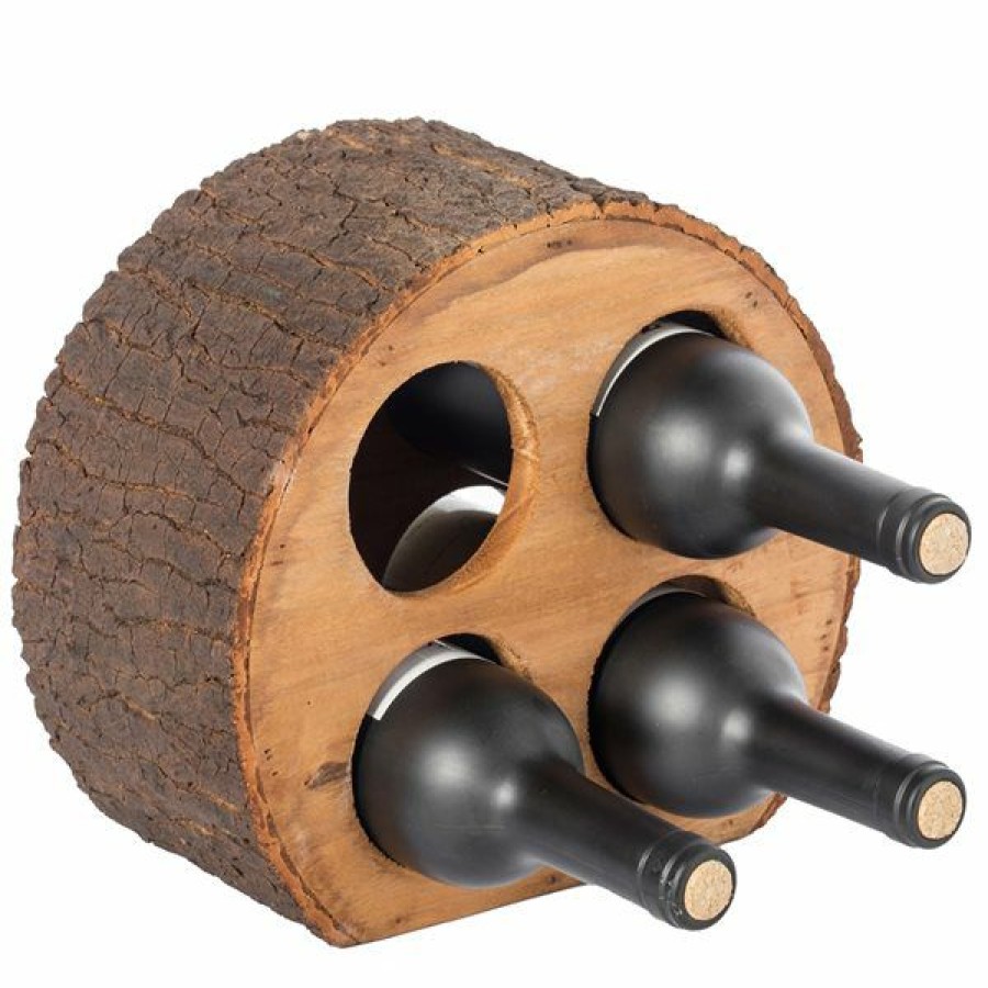 * Vintiquewise 4-Bottle Brown Wooden Log-Shaped Wine Rack Discounts | Wine Storage