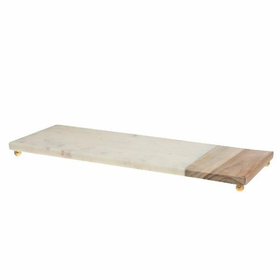 * Ih Casa Decor White Marble And Wood Cheese Board Flash Sale | Kitchenware