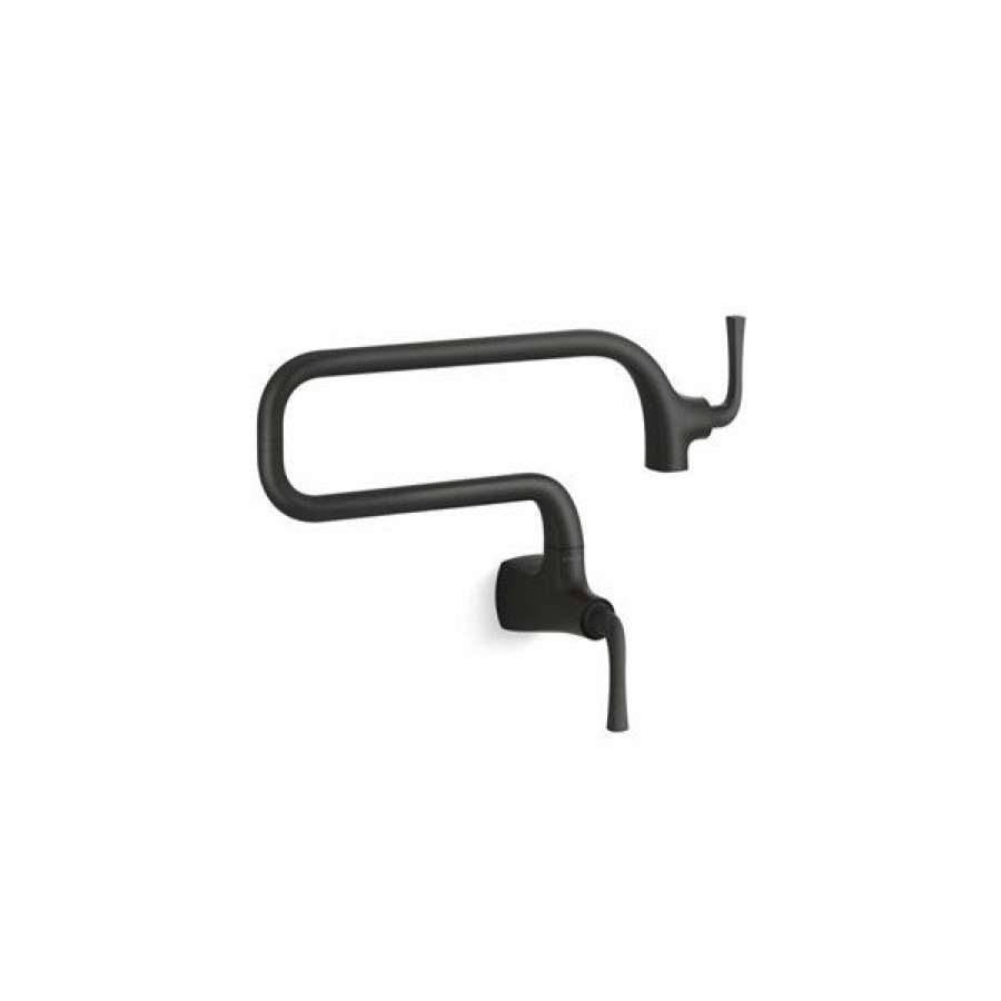 * Kohler Graze Matte Black Wall-Mount Pot Filler Faucet Discounts | Kitchen Faucets