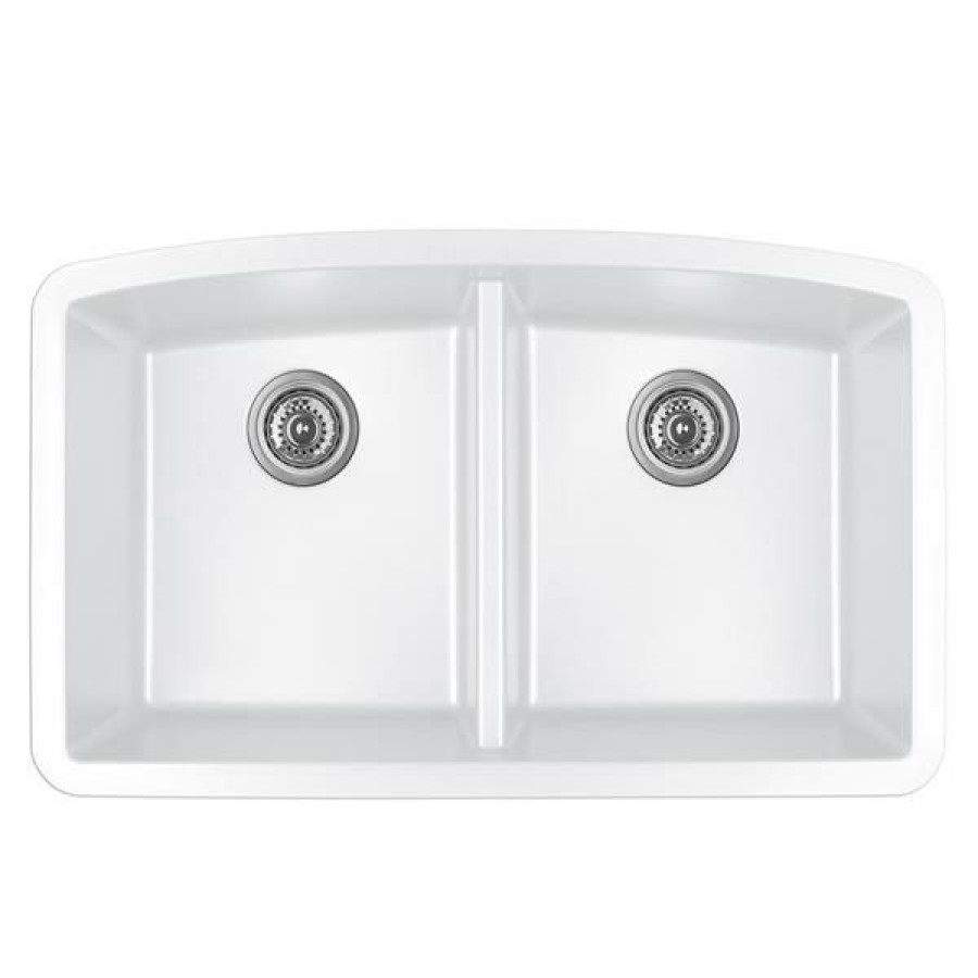 * Exclusive Design Karran White Quartz 32.5-In Double Kitchen Sink | Kitchen Sinks