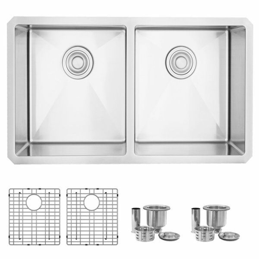 * Stylish 32-In Double Bowl Undermount Stainless Steel Kitchen Sink Discount | Kitchen Sinks