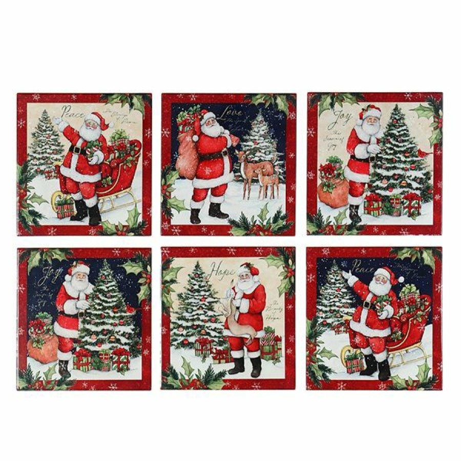 * Attractive Ih Casa Decor 8-In Square Ceramic Trivet (Santa) Set Of 6 | Kitchenware