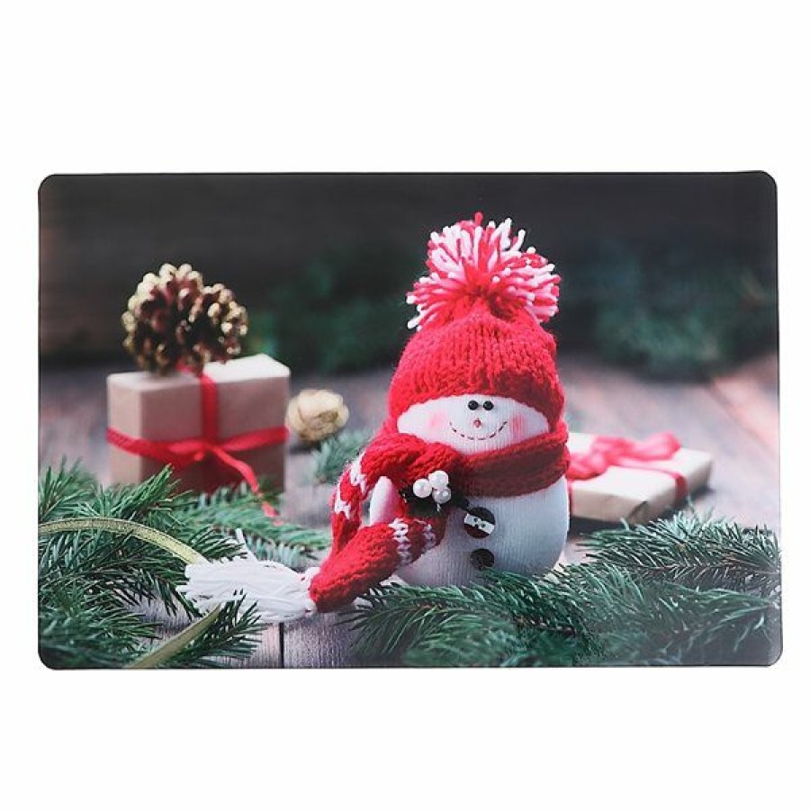 * Ih Casa Decor Snowman With Red Toque Plastic Placemat Set Of 12 Exclusive | Kitchenware