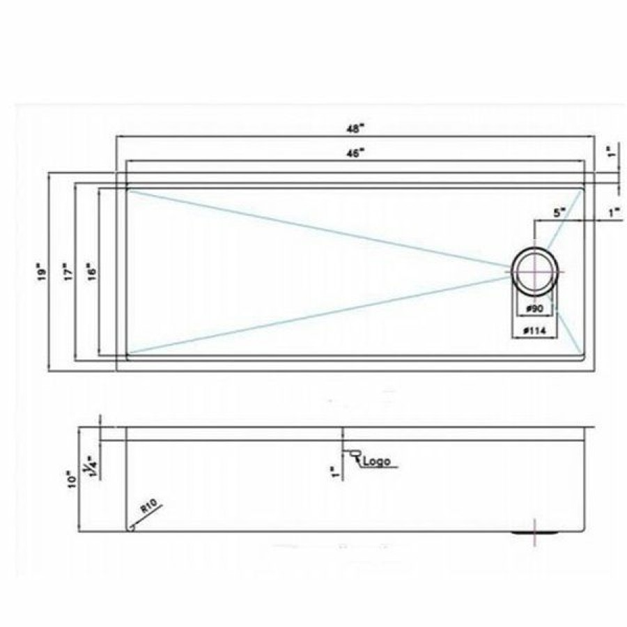 * American Imaginations 19-In X 48-In Stainless Steel Single Bowl Drop-In Residential Kitchen Sink Cheap | Kitchen Sinks