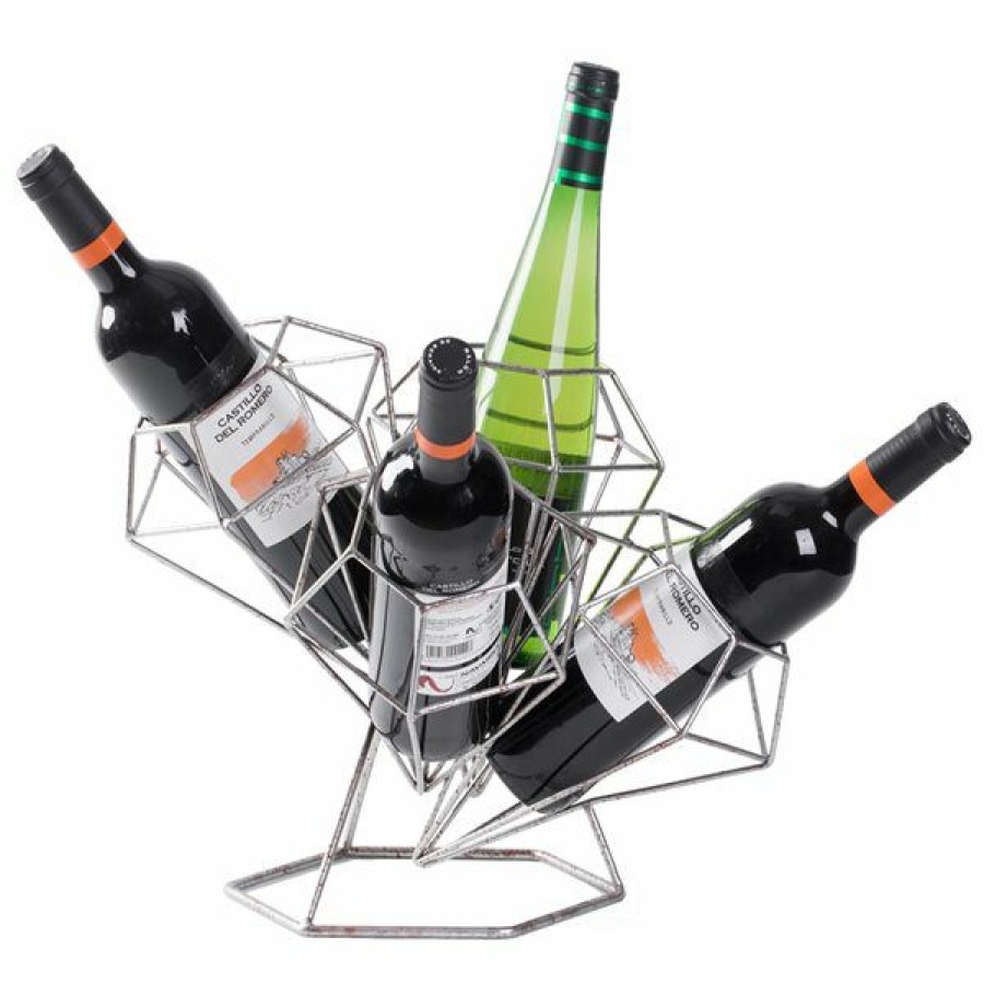 * Vintiquewise 4-Bottle Metal Diamond Shaped Decorative Wine Bottle Holder Less Expensive | Wine Storage