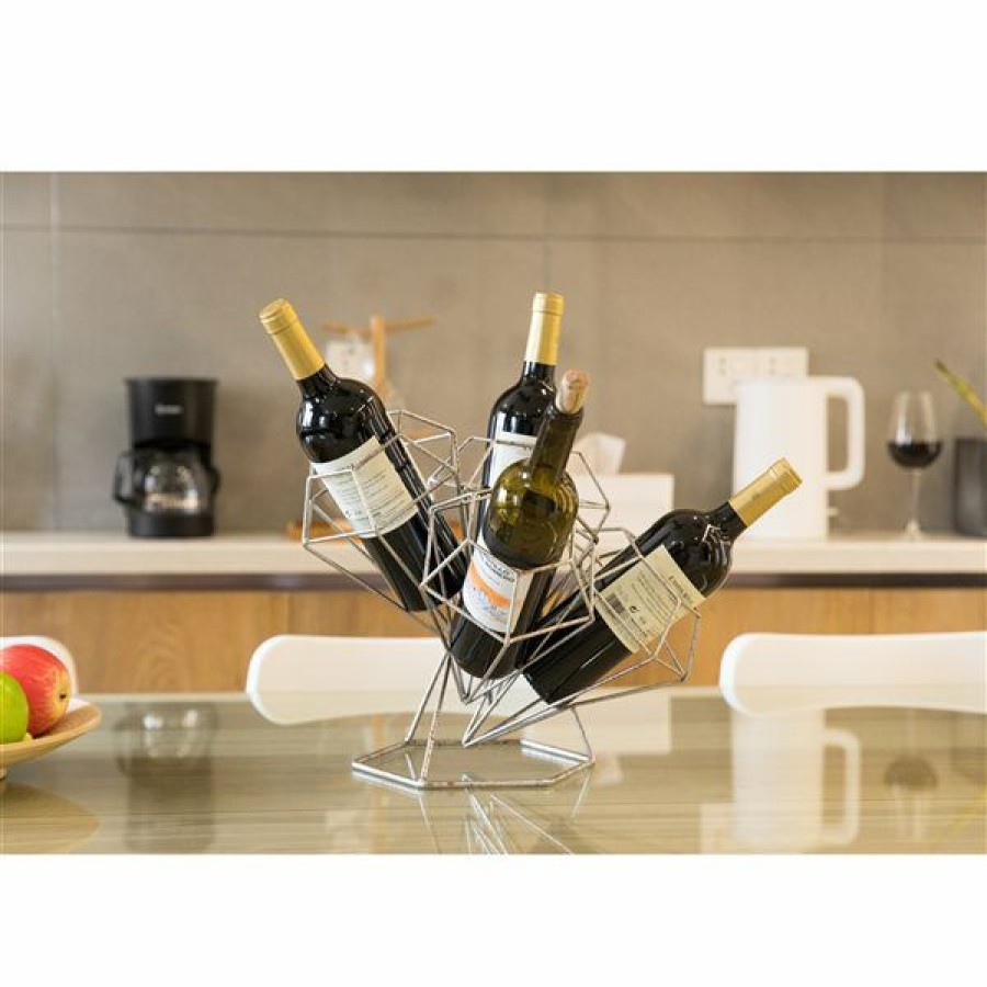 * Vintiquewise 4-Bottle Metal Diamond Shaped Decorative Wine Bottle Holder Less Expensive | Wine Storage