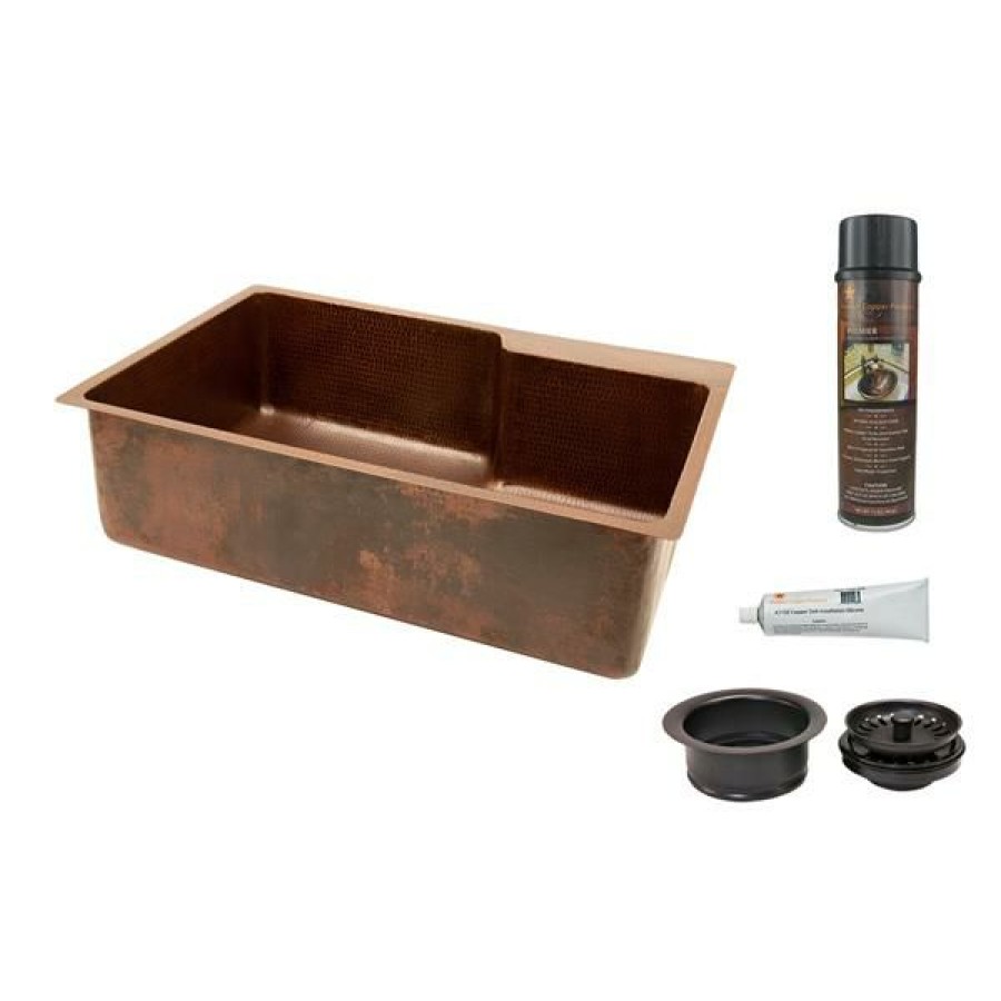 * Excellent Premier Copper Products 33-In Copper Kitchen Sink With Drain | Kitchen Sinks