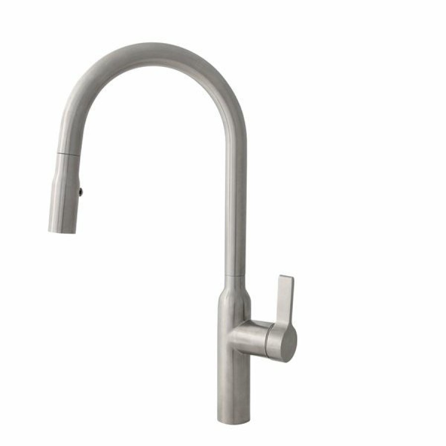 * Attractive Stylish Brushed Stainless Steel 1-Handle Deck Mount Pull-Down Commercial/Residential Kitchen Faucet | Kitchen Faucets