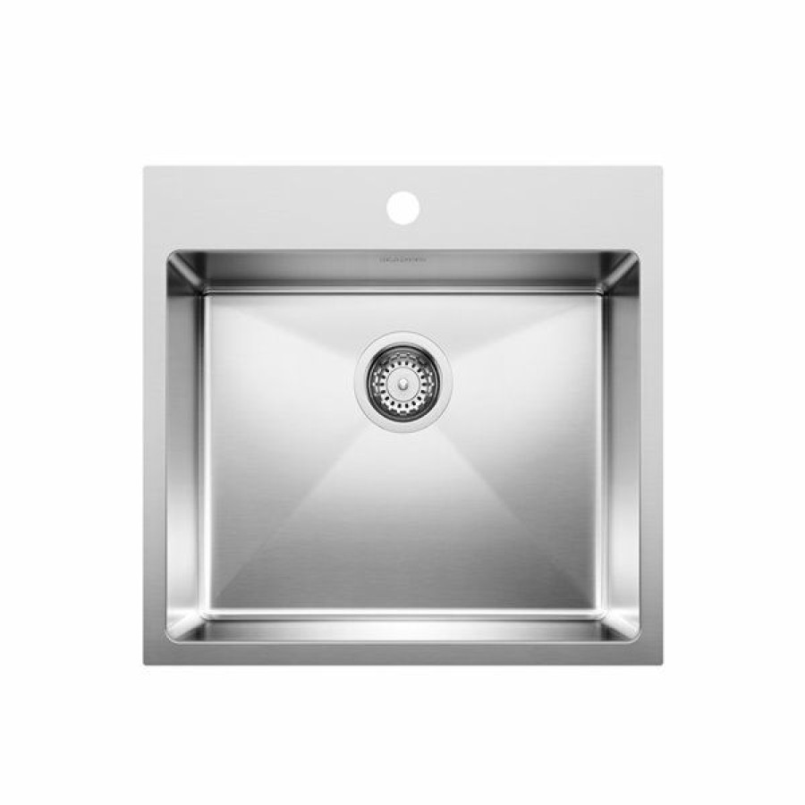 * Blanco Quatrus Drop-In 22-In X 20.5-In Brushed Single Bowl 1-Hole Kitchen Sink Clearance | Kitchen Sinks