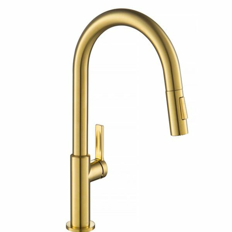 * Kraus Oletto Single Handle Pull-Down Kitchen Faucet Brushed Brass Classical | Kitchen Faucets