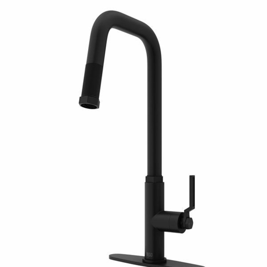 * Vigo Hart Matte-Black Angular Single-Handle Kitchen Faucet With Deck Plate Online | Kitchen Faucets