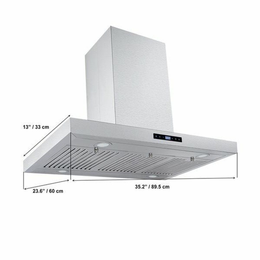 * Aria 36-In Convertible Stainless Steel Island Range Hood With Charcoal Filter Discount | Range Hoods