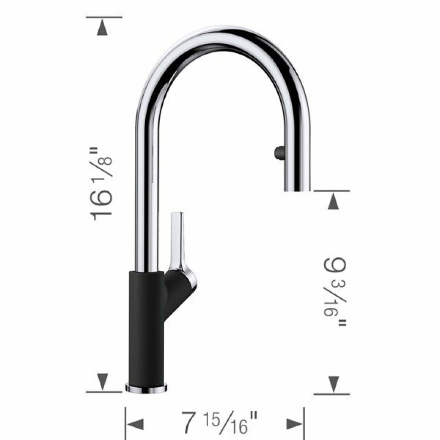 * Blanco Urbena Chrome/Coal Black 1-Handle Deck Mount Pull-Down Handle/Lever Residential Kitchen Faucet Hot Selling | Kitchen Faucets