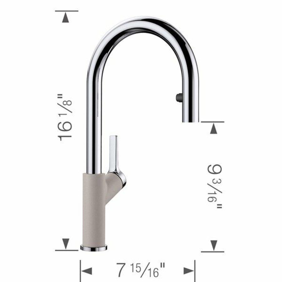 * Blanco Urbena Chrome/Concrete Gray 1-Handle Deck Mount Pull-Down Handle/Lever Residential Kitchen Faucet Outlet Sale | Kitchen Faucets