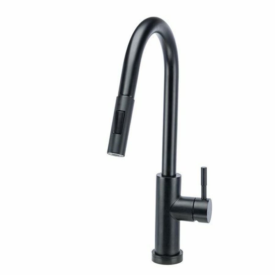 * Exclusive Design Westmount Waterworks Essie Matte Black 1-Handle Deck Mount Pull-Down Touch Residential Kitchen Faucet With Deck Plate | Kitchen Faucets