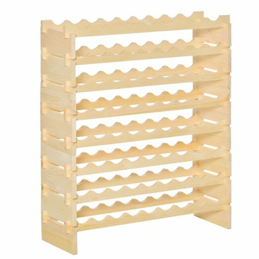 * Homcom 72-Bottle Natural Pine Wood Wine Rack Cheap | Wine Storage