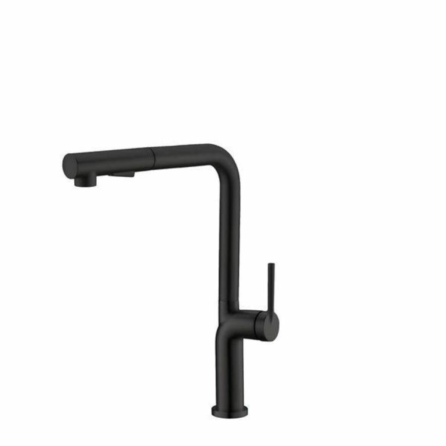 * Outlet Stylish Latina Matte Black 1-Handle Deck Mount High-Arc Handle/Lever Kitchen Faucet | Kitchen Faucets