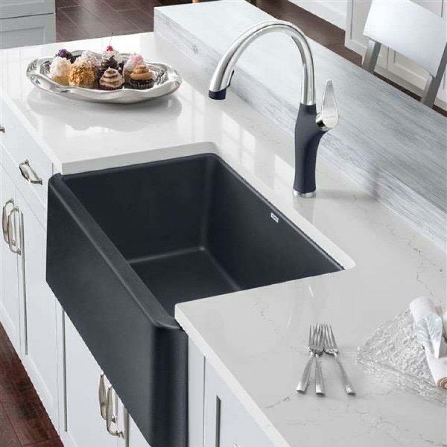 * Premium Blanco Ikon Farmhouse Kitchen Sink 30-In Black | Kitchen Sinks