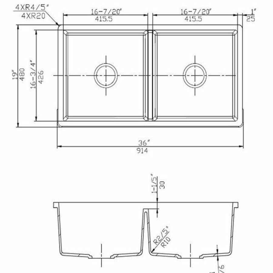 * American Imaginations 19-In X 36-In Transitional White Granite Composite Double Equal Bowl Drop-In Residential Kitchen Sink Sale Online | Kitchen Sinks