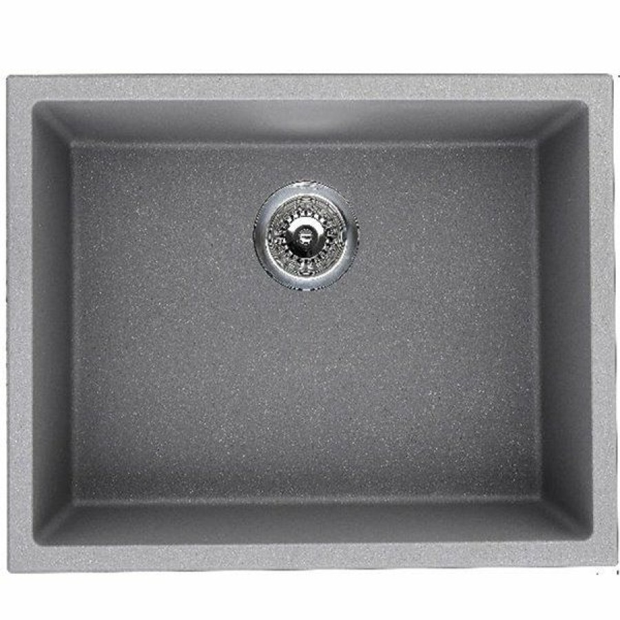 * American Imaginations 18-In X 23-In Sleek Black Granite Composite Single Bowl Drop-In Residential Kitchen Sink Top Sellers | Kitchen Sinks