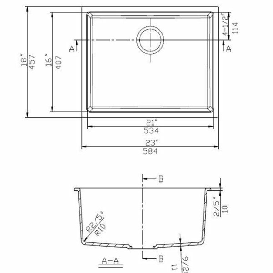 * American Imaginations 18-In X 23-In Sleek Black Granite Composite Single Bowl Drop-In Residential Kitchen Sink Top Sellers | Kitchen Sinks