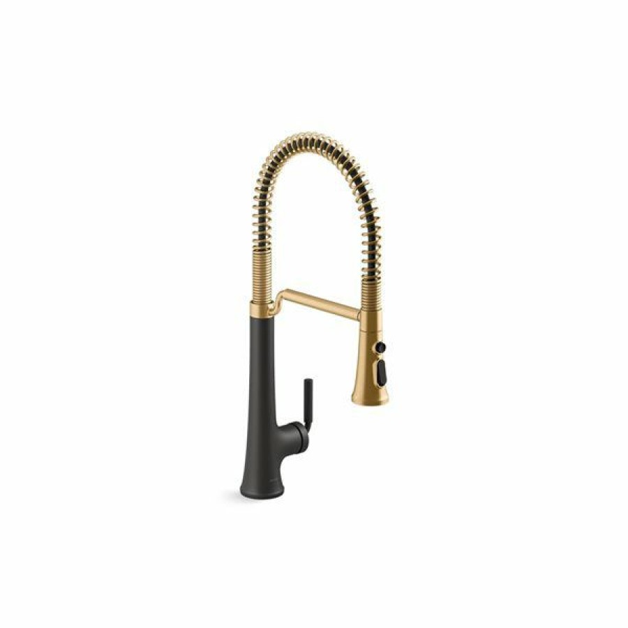 * Kohler Tone Pull-Down Single-Handle Semi-Professional Kitchen Sink Faucet Black Online Sale | Kitchen Faucets