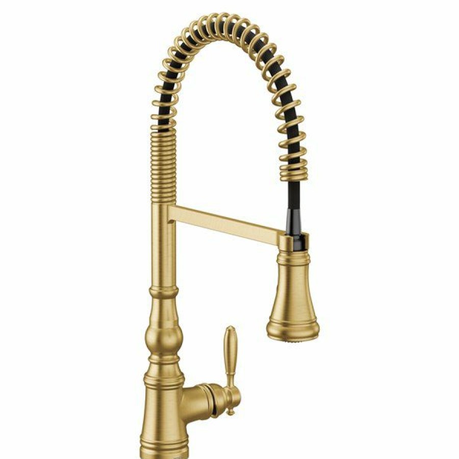 * Moen Weymouth Brushed Gold 1-Handle Deck Mount Pull-Down Handle/Lever Residential Kitchen Faucet Classical | Kitchen Faucets