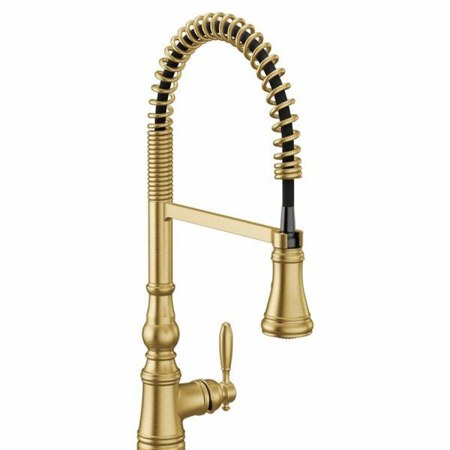 * Moen Weymouth Brushed Gold 1-Handle Deck Mount Pull-Down Handle/Lever Residential Kitchen Faucet Classical | Kitchen Faucets