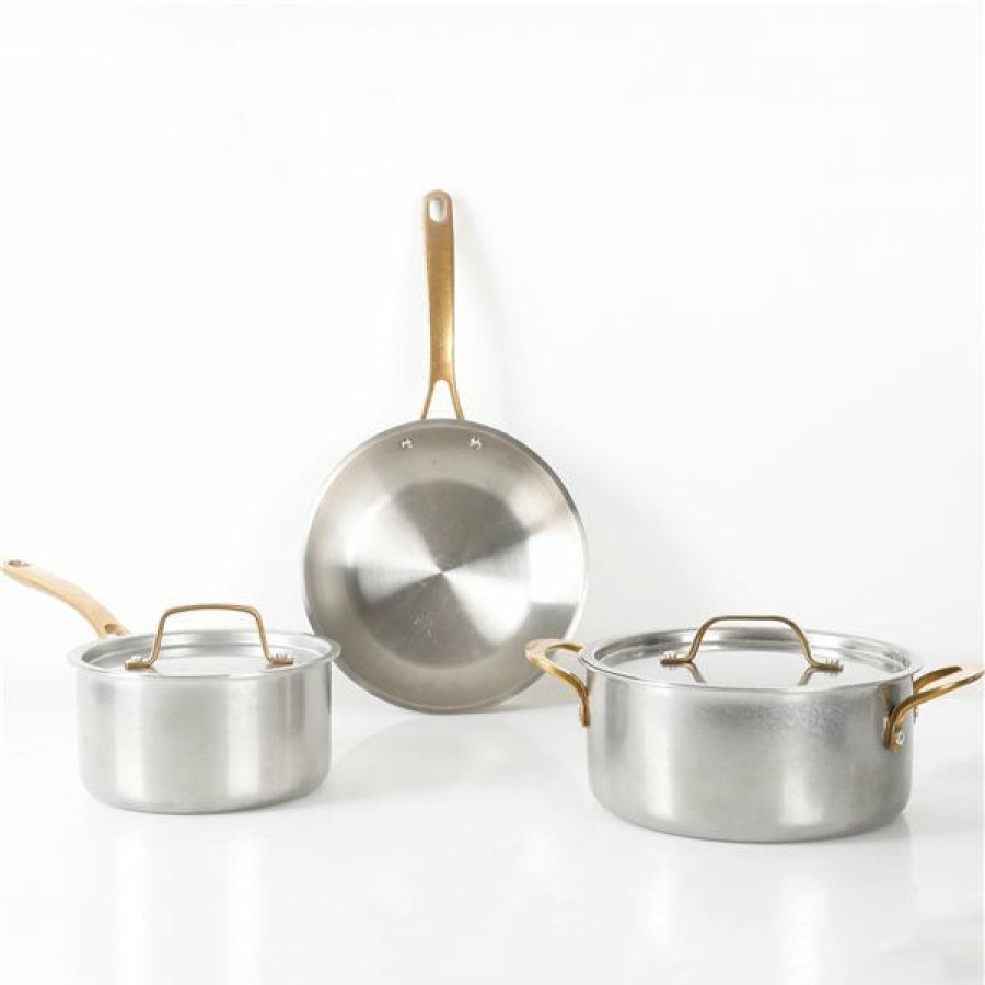 * Featured Martha Stewart 5-Piece Stainless Steel Cookware Set With Brass Handles | Kitchenware