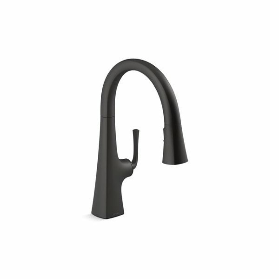 * Exclusive Design Kohler Graze Pull-Down Black Kitchen Sink Faucet With Three-Function Sprayhead | Kitchen Faucets