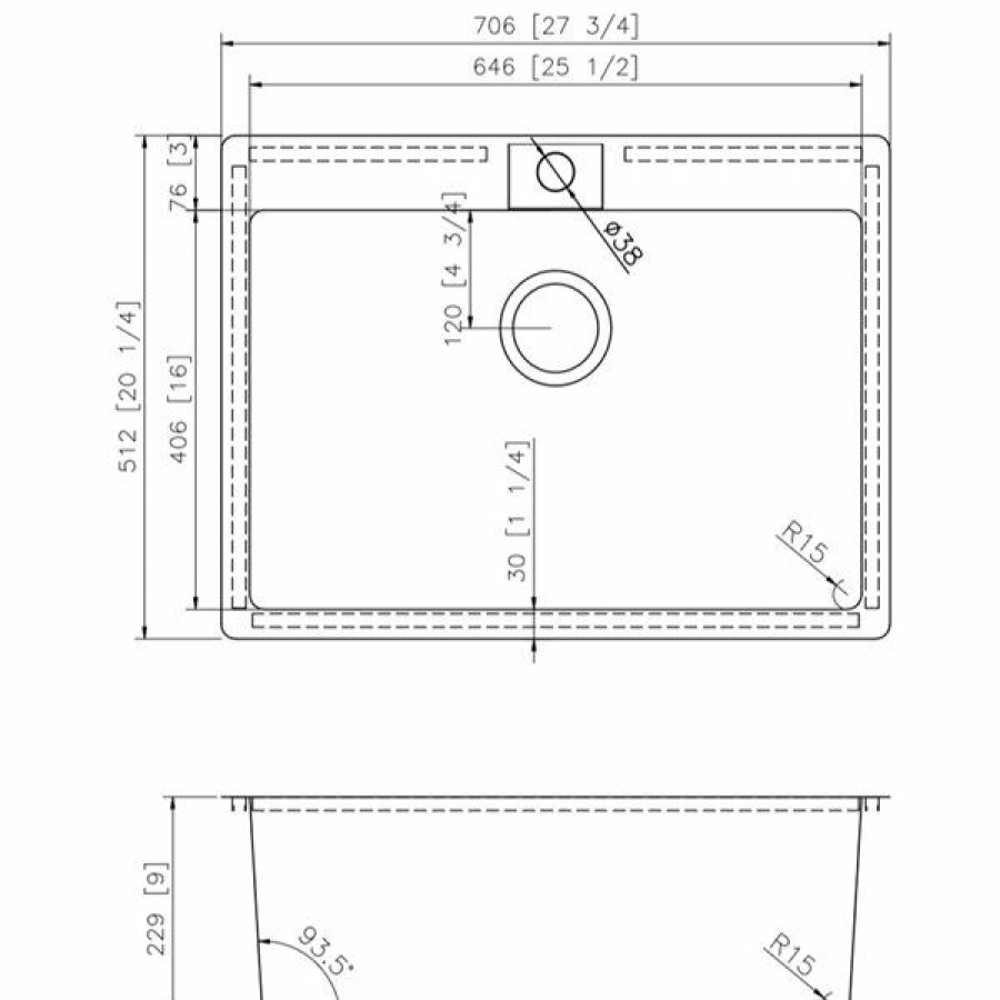 * Special American Imaginations Single Sink 27.75 X 20.25 Stainless Steel | Kitchen Sinks