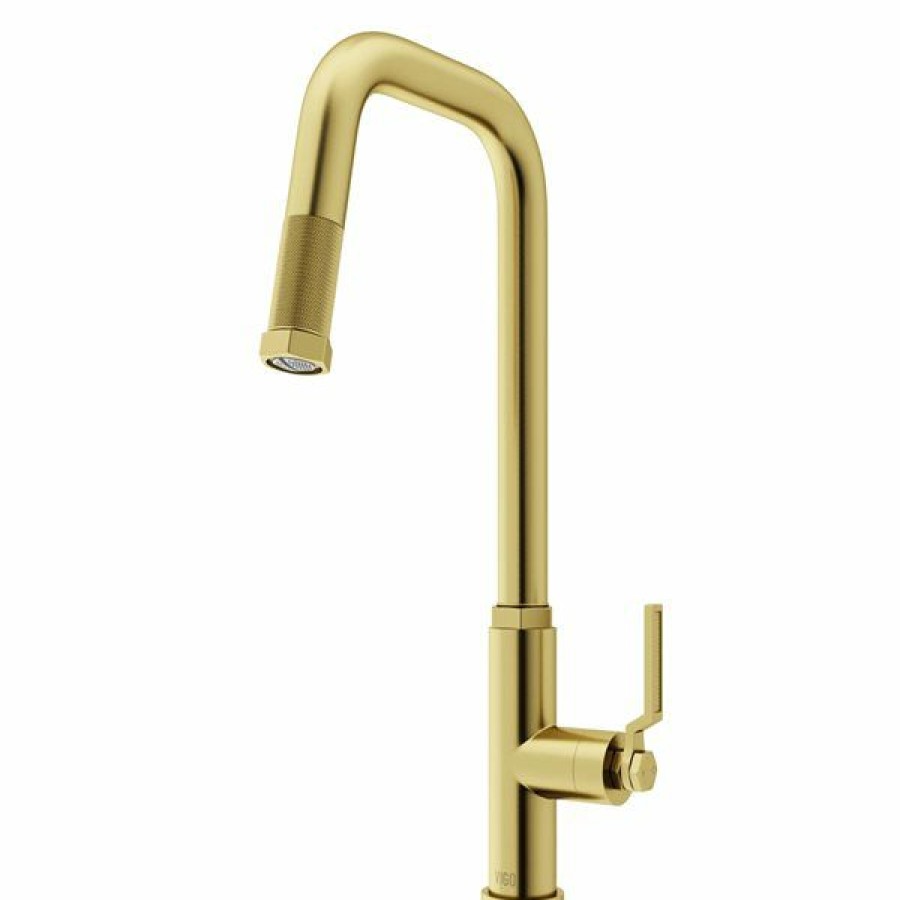 * Vigo Hart Brushed-Gold Angular Single-Handle Kitchen Faucet Cheap | Kitchen Faucets