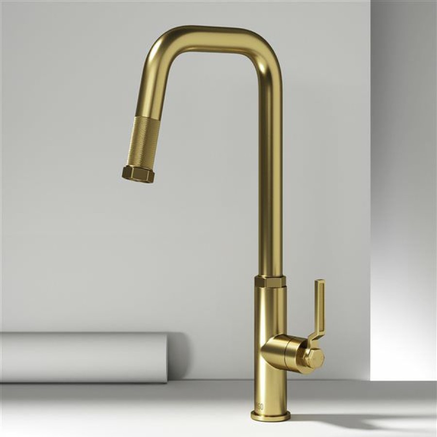 * Vigo Hart Brushed-Gold Angular Single-Handle Kitchen Faucet Cheap | Kitchen Faucets