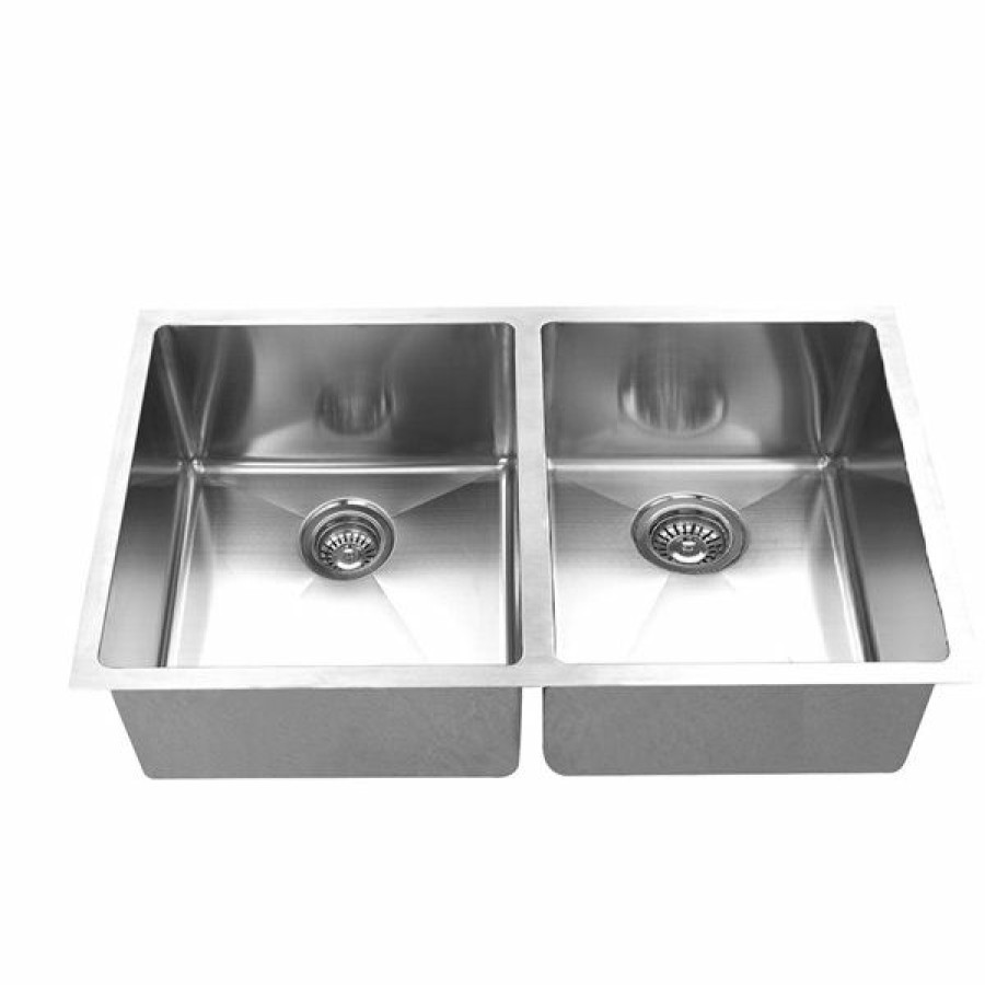 * Elegant Stainless Undermount Kitchen Sink Double Equal Bowl 18-In X 32-In Stainless Steel Top Sellers | Kitchen Sinks