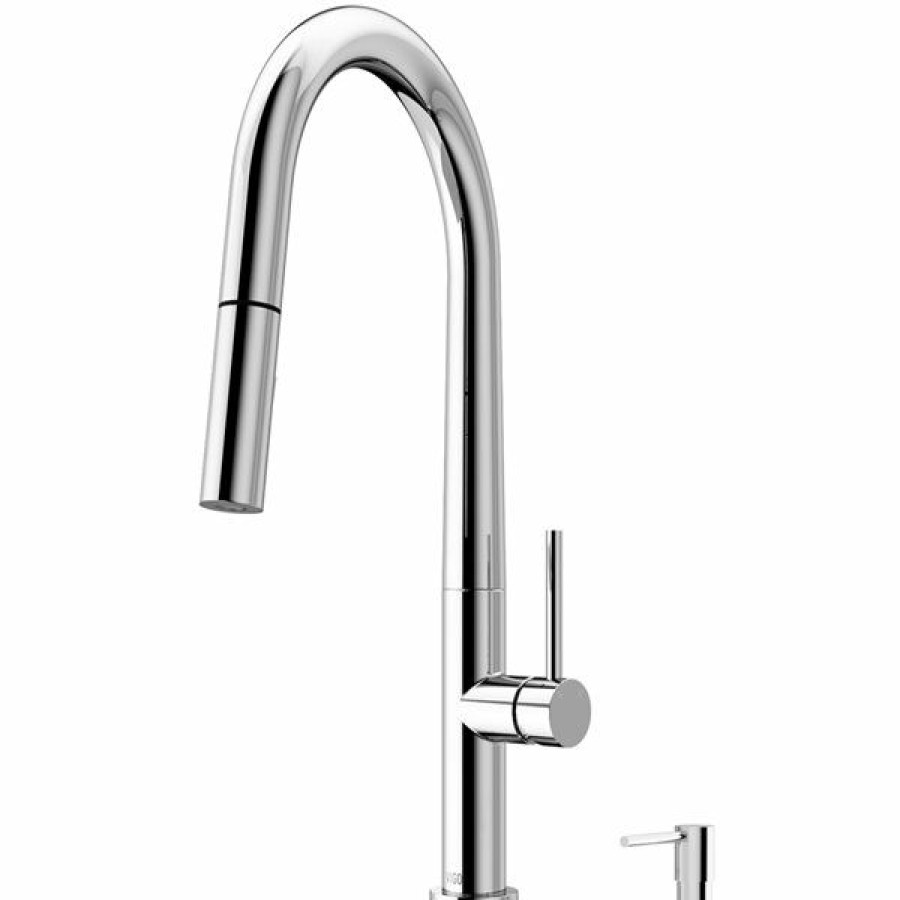 * Vigo Greenwich Chrome 1-Handle Deck Mount Pull-Down Handle/Lever Commercial/Residential Kitchen Faucet Hot Selling | Kitchen Faucets