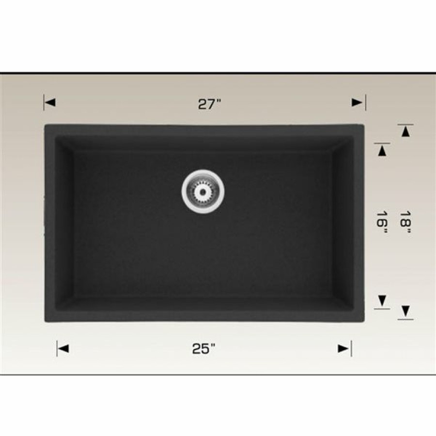 * American Imaginations Undermount 18-In X 27-In Black Composite Granite Single Bowl Kitchen Sink Sale Online | Kitchen Sinks