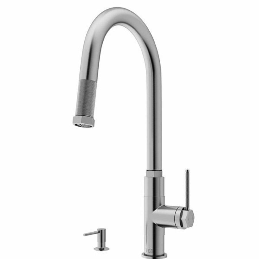 * Vigo Hart Stainless-Steel Arched Single-Handle Kitchen Faucet With Soap Dispenser Cheap | Kitchen Faucets