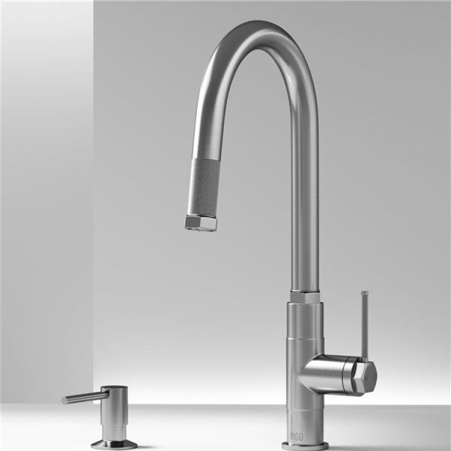 * Vigo Hart Stainless-Steel Arched Single-Handle Kitchen Faucet With Soap Dispenser Cheap | Kitchen Faucets