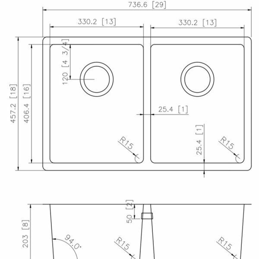 * Outlet American Imaginations Undermount Double Sink 29 X 18 Stainless Steel | Kitchen Sinks