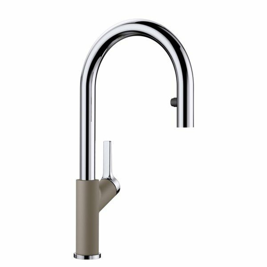 * Blanco Urbena Chrome/Truffle 1-Handle Deck Mount Pull-Down Handle/Lever Residential Kitchen Faucet Clearance | Kitchen Faucets