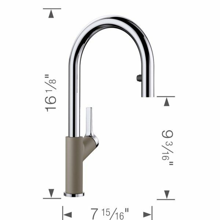 * Blanco Urbena Chrome/Truffle 1-Handle Deck Mount Pull-Down Handle/Lever Residential Kitchen Faucet Clearance | Kitchen Faucets